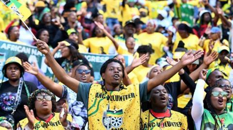 Supporters at an ANC rally in Johannesburg last month