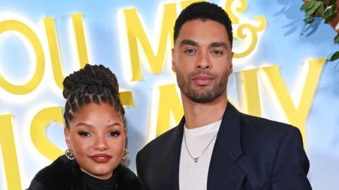 Halle Bailey and Rege-Jean Page at a press screening for You, Me & Tuscany