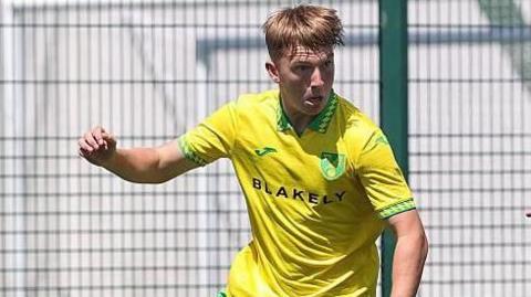 Brandon Forbes in action for Norwich City in pre-season game against Northampton Town