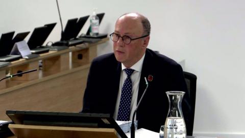 Headshot of Prof Sir Stephen Powis giving evidence at the Covid inquiry