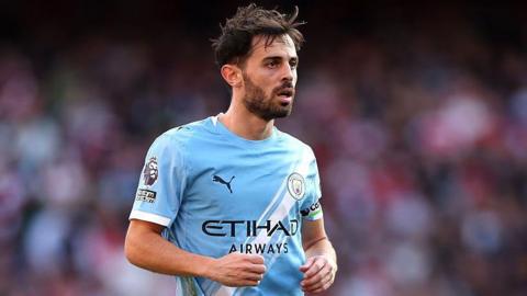 Bernardo Silva playing for Manchester City, wearing the captain's armband