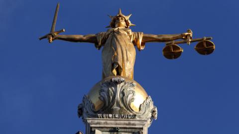 File photo dated 8/1/2019 of FW Pomeroy's Statue of Justice stands atop the Central Criminal Court building, Old Bailey, London.