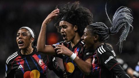 Lyon celebrate a goal