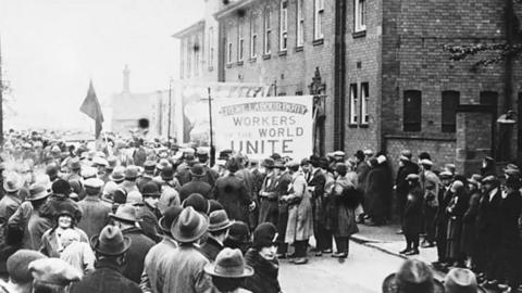 A protest in Crewe during the General Strike