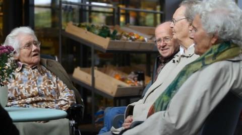 Residents at the Hogeway care home - a gated model village in Weesp, Netherlands