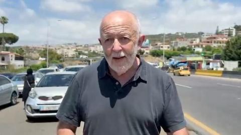 Jeremy Bowen on a road in Beirut