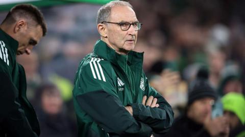 Interim Celtic manager Martin O'Neill looks on during the pre-match warm-up