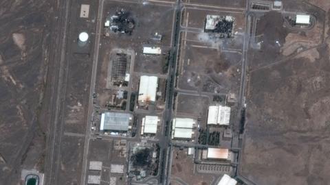 A satellite image shows damaged structures at the Natanz nuclear facility following Israeli air strikes (14 June 2025)