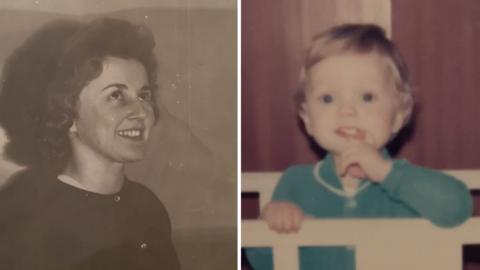 In a composite image Renee MacRae is smiling in a black and white photo and Andrew in a colour image.