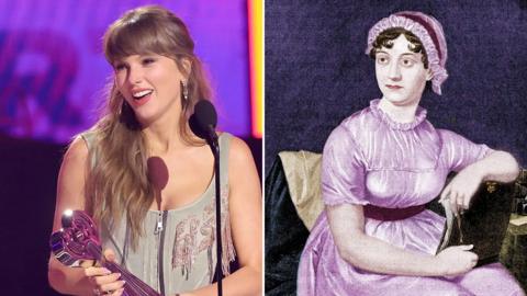 Composite image of Taylor Swift and Jane Austen