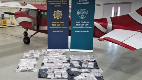 Plane with packs of drugs