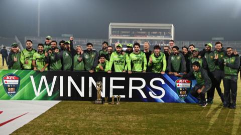 Pakistan with the T20 series trophy