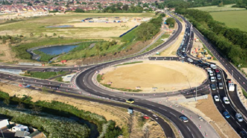 Cars on the A27 roundabout 