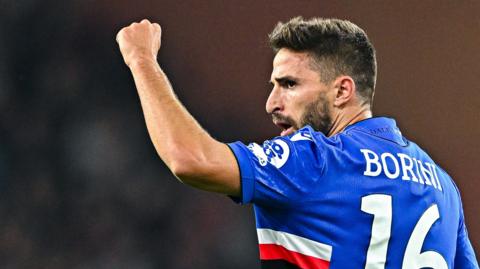 Fabio Borini celebrates a goal for Sampdoria