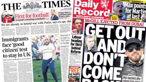 The Times and Daily Record front pages