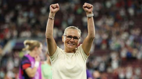 Sarina Wiegman celebrates