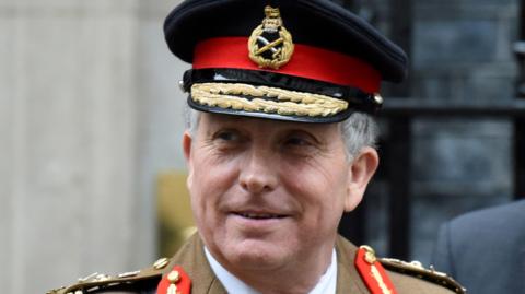 A file photo of former chief of the defence staff, Sir Nick Carter, wearing a military uniform outside Downing Street