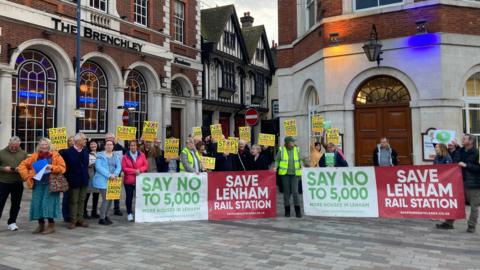 Protestors gather outside Maidstone Borough Council