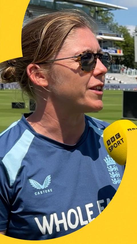 Heather Knight talking after the test match 