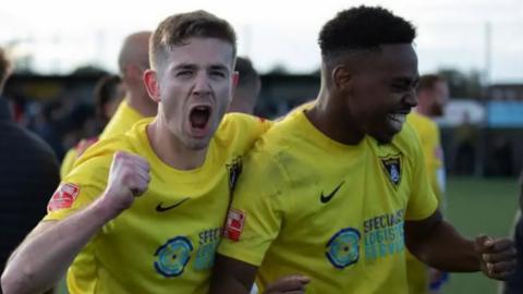 Harborough Town players celebrate