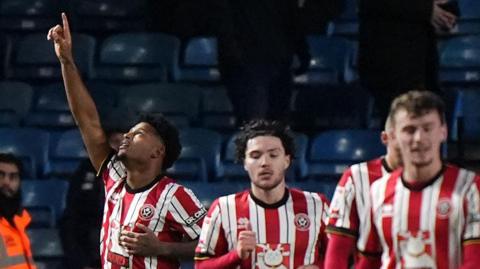 Rhian Brewster celebrates scoring against Millwall.