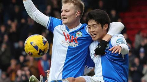 Yuki Ohashi celebrates scoring Blackburn's second goal