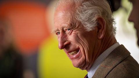 FORSINARD, SCOTLAND - JULY 31: King Charles III during a visit to the Forsinard Flows Visitor Centre. 