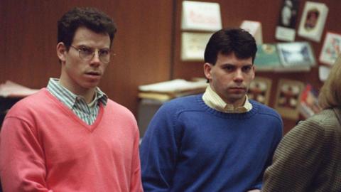 Erik and Lyle Menendez wearing coloured sweaters