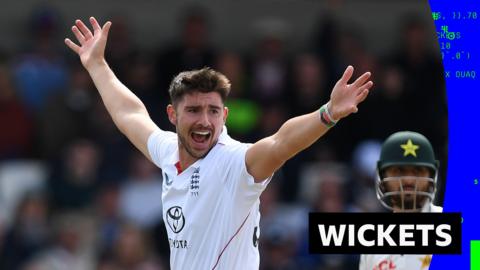 Josh Tongue celebrating a wicket
