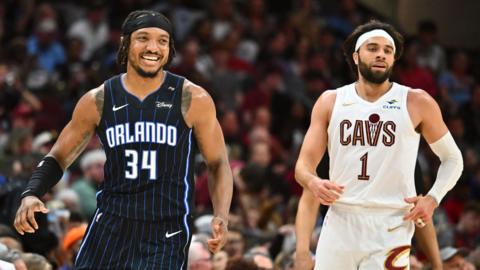 Orlando Magic and Cleveland Cavaliers in NBA action