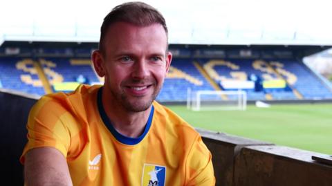 Jordan Rhodes in the stands at Mansfield Town