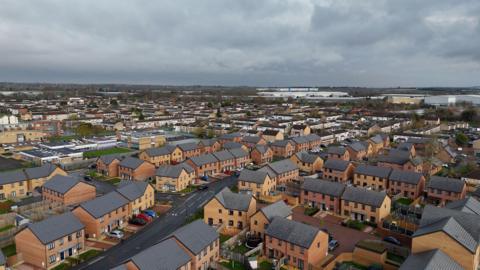 An aerial view of a housing estate