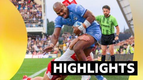 Leeds Rhino's Maika Sivo is forced into touch by Hull KR's Tom Davies