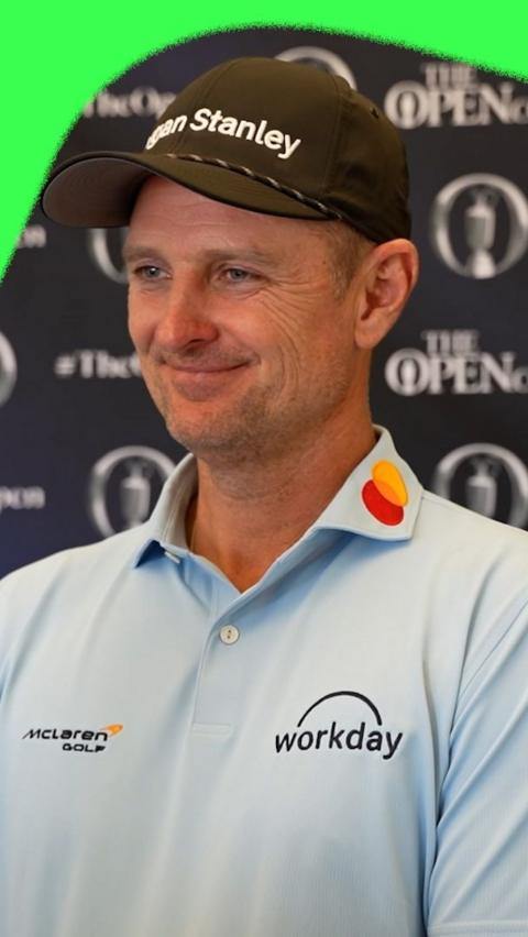 Justin Rose talking about England's football team whilst at The Open Championship