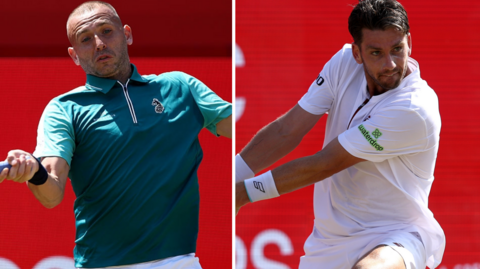 Dan Evans and Cameron Norrie in action