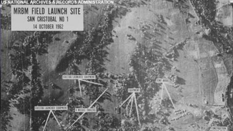 Aerial photograph of missiles in Cuba