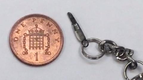 Penknife next to a penny