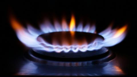 A gas flame on a hob.