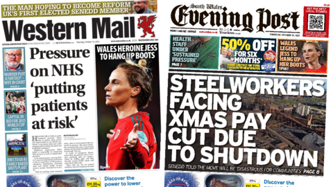 Front page of Western Mail and South Wales Evening Post