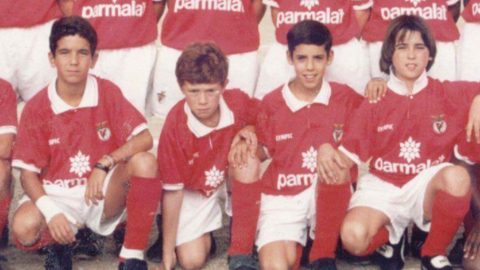 Ruben Amorim in the Benfica boys' team along with friends Bruno Simao and Pedro Russiano