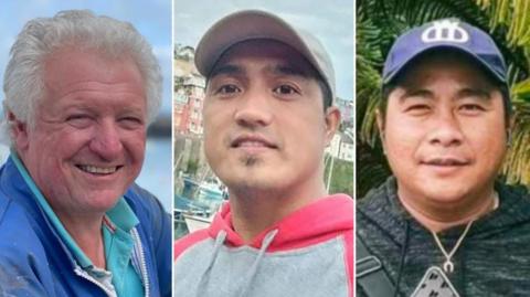 Individual head and shoulder photographs of Michael Michieli, Jervis Ramirez Baligat and Larry Simyunn and in one image, with them all looking at a camera.