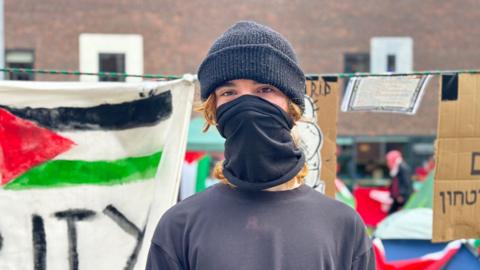 Frank, protester at Newcastle