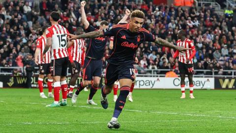 Igor Jesus runs away in celebration after scoring against Sunderland