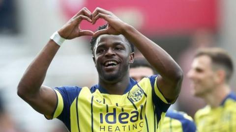 West Bromwich Albion's Josh Mata celebrates scoring against Stoke City