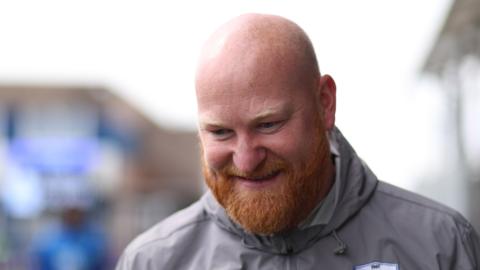 Barrow boss Andy Whing smiling 