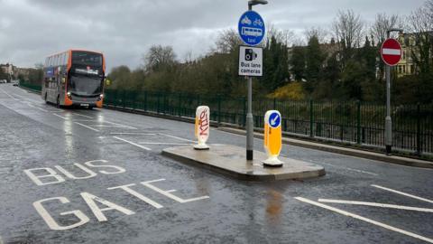 Bus approaching bus gate