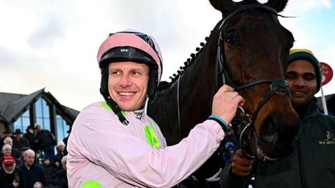 Paul Townend and Gaelic Warrior after winning the John Durkan Chase at Punchestown