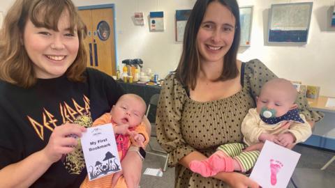 New babies with their mothers at the special baby morning at Bath Central Library