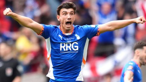 Oldham Athletic's Kian Harratt celebrates