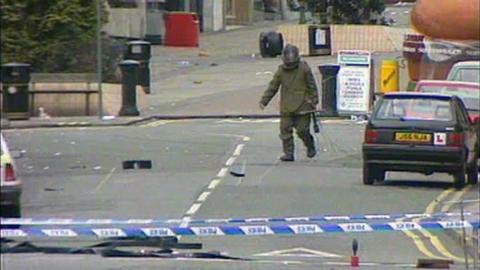 Scene of bomb cordoned off with police tape